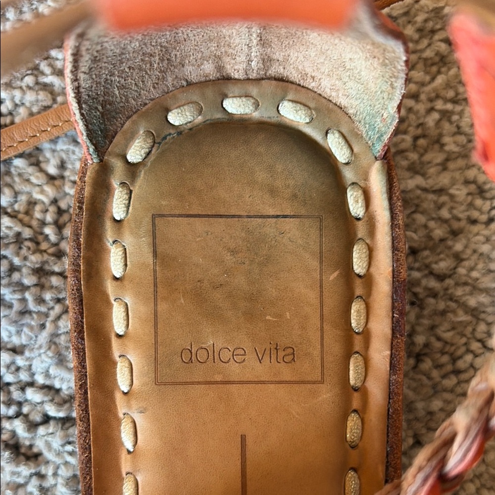 Women’s Dolce Vita Orange Braided T-Strap Sandals - Picture 6 of 8